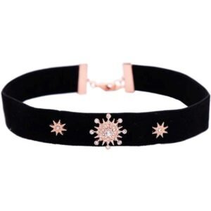 Colier Choker Catifea Neagră cu Stele Aurii 68A12O1301