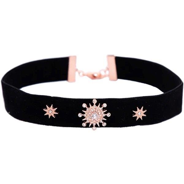 Colier Choker Catifea Neagră cu Stele Aurii 68A12O1301