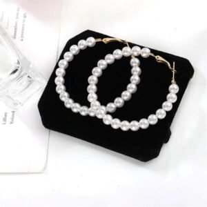 Cercei Hoop Eleganți cu Perle Albe 68A31C1284