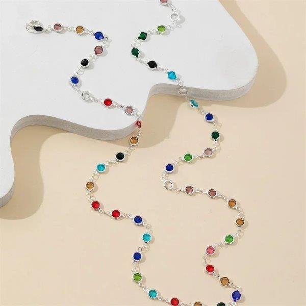 Colier lung cu pietre colorate, model în Y 68A14O1318 - imagine 2