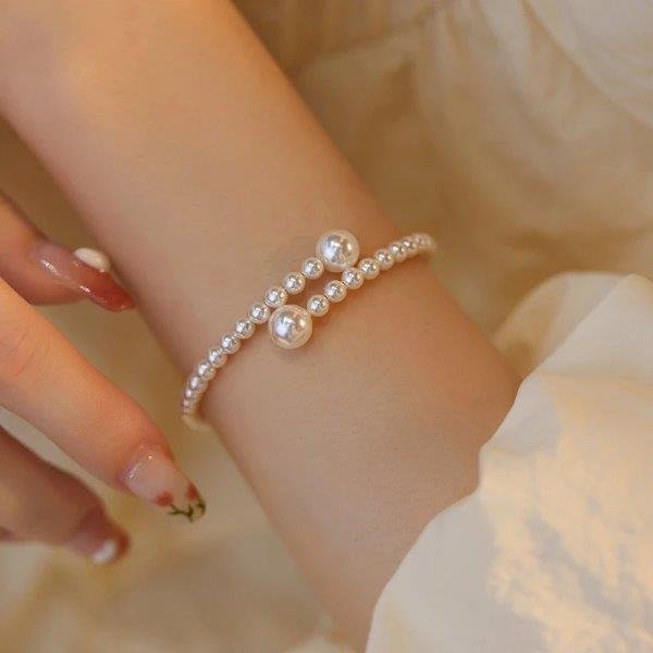 Brățară elegantă cu perle, design flexibil 68D11C1322 - imagine 6