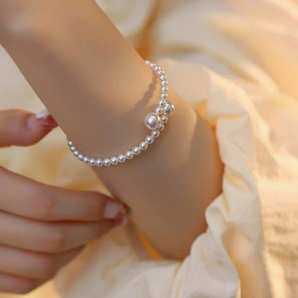 Brățară elegantă cu perle, design flexibil 68D11C1322 - imagine 5