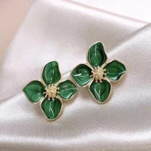 Cercei floare verde cu email lucios 68D11C1328