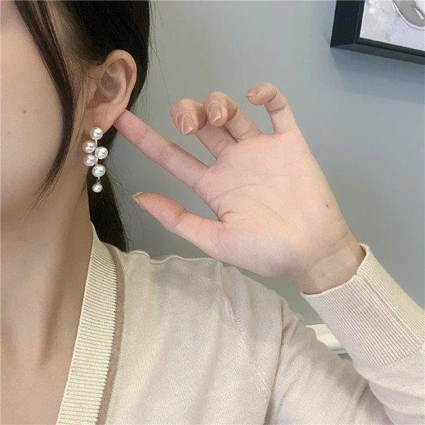 Cercei cu Perle Albe – Model Elegant 68D12C1338 - imagine 4