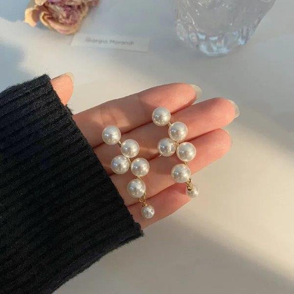 Cercei cu Perle Albe – Model Elegant 68D12C1338 - imagine 3