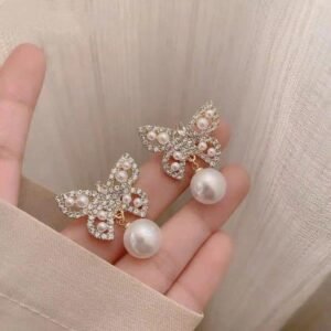 Cercei Fluture cu Cristale și Perlă 68D12C1340