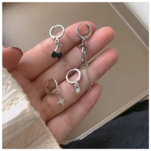 Cercei asimetrici argintii cu pandantive – set 4 modele 68D12C1360