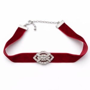 Colier Choker Catifea Roșie cu Cristale 68A14O1385