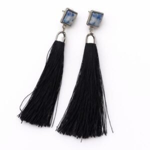 Cercei Negri cu Franjuri și Piatră Albastră 68A14C1387