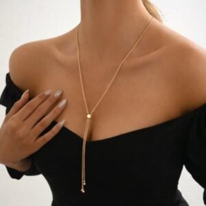 Colier subțire lung tip Y, reglabil auriu 69D13O1420