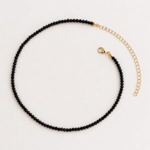 Colier choker negru elegant cu mărgele fine 68D13O1425