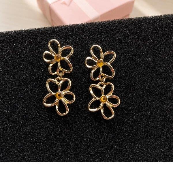 Cercei florali eleganți placați auriu 68D14C1458 - imagine 3
