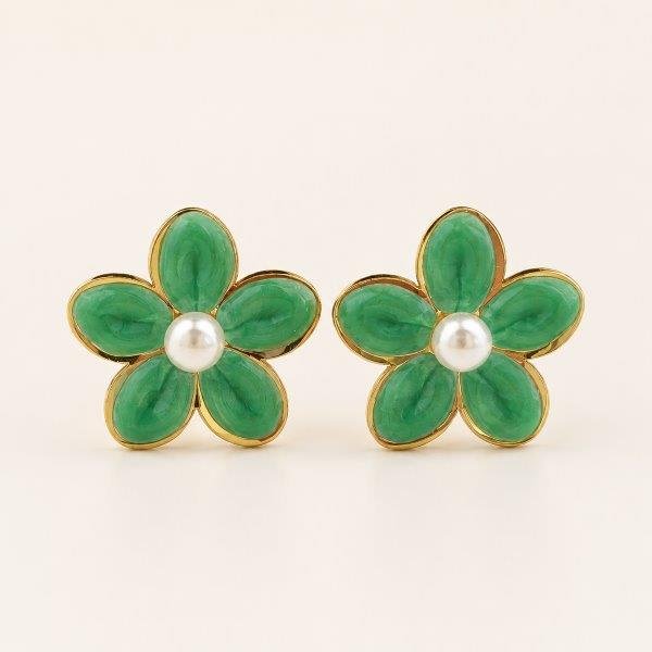 Cercei floare din oțel inoxidabil cu perlă decorativă 72D14C1609