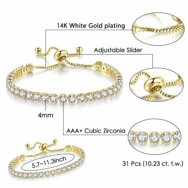 Brățară tenis reglabilă, cu pietre zirconiu 68D15B1496 - imagine 2