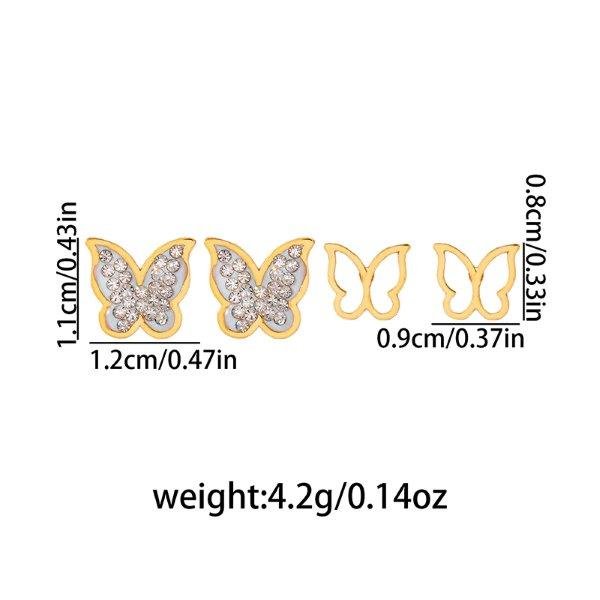 Set 2 perechi de cercei fluture din oțel inoxidabil 72D12C1598 - imagine 2